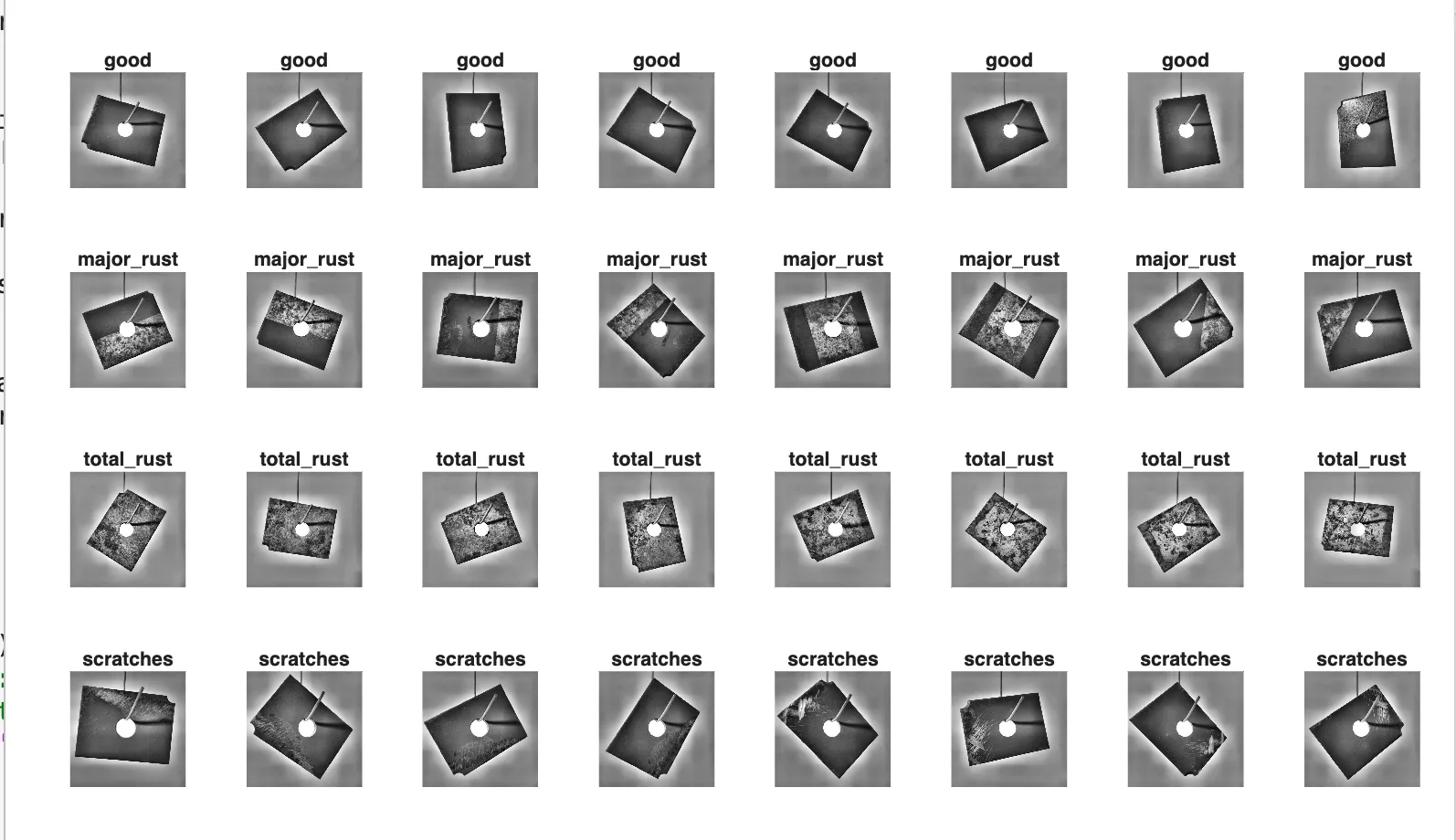 The same 32 plates in grayscale with boosted contrast